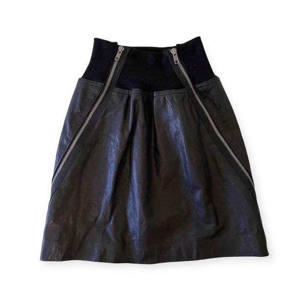 Theory Lamb Leather Mini Skirt Black XS - Picture 1 of 10